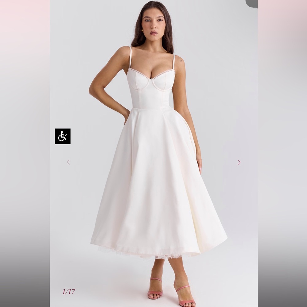 House of CB Mademoiselle White Tulle Midi Dress